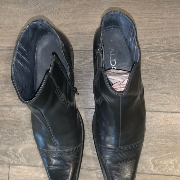 Aldo Men's Black Leather Ankle Boots - Picture 3 of 6